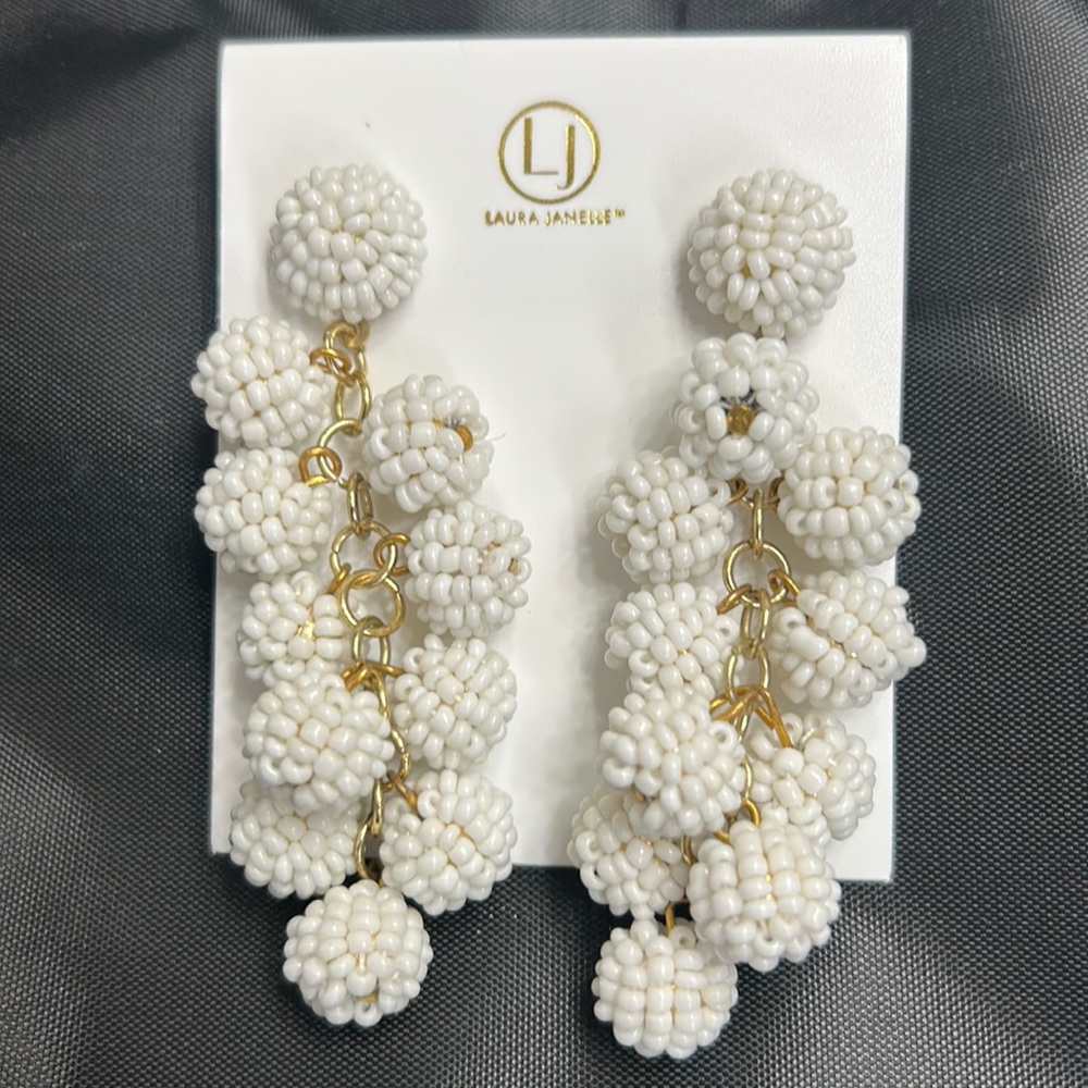 Laura Janelle white beaded earrings